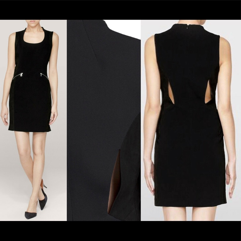 Rag & Bone Lauren Black Stretch Suede Panel Dress